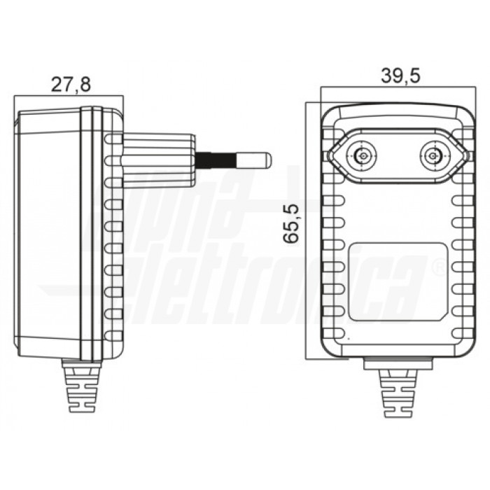 Alimentatore switching 24W - 12V 2A - Due Connettori 5,5x2,5mm e 5,5x2,1 - immagine 2