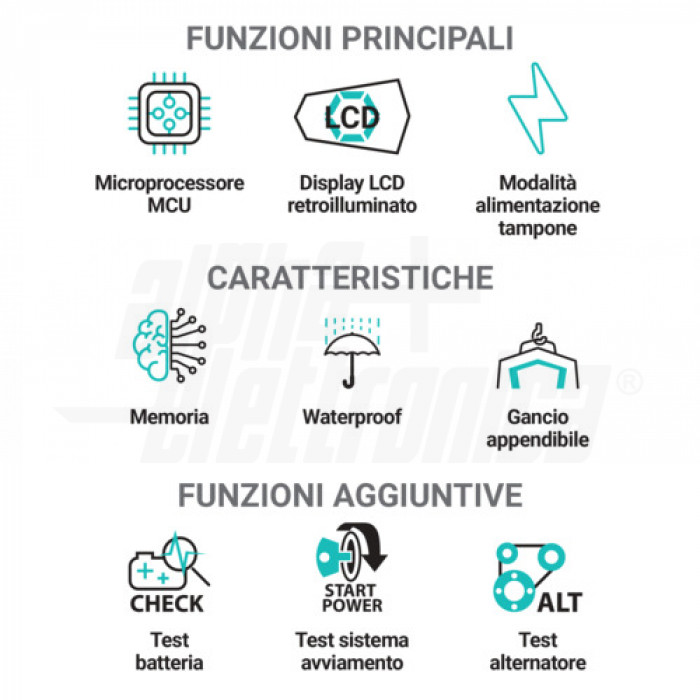 Caricabatterie 2/4/8A 12/24V 5-160Ah Pb/LifePO4 smart 9 fasi  serie YGO - immagine 2