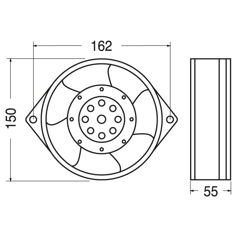 Ventola ASSIALE 220V con cuscinetti 162x150x55m FP-108C/AC230 S1BW 16215 - immagine 2