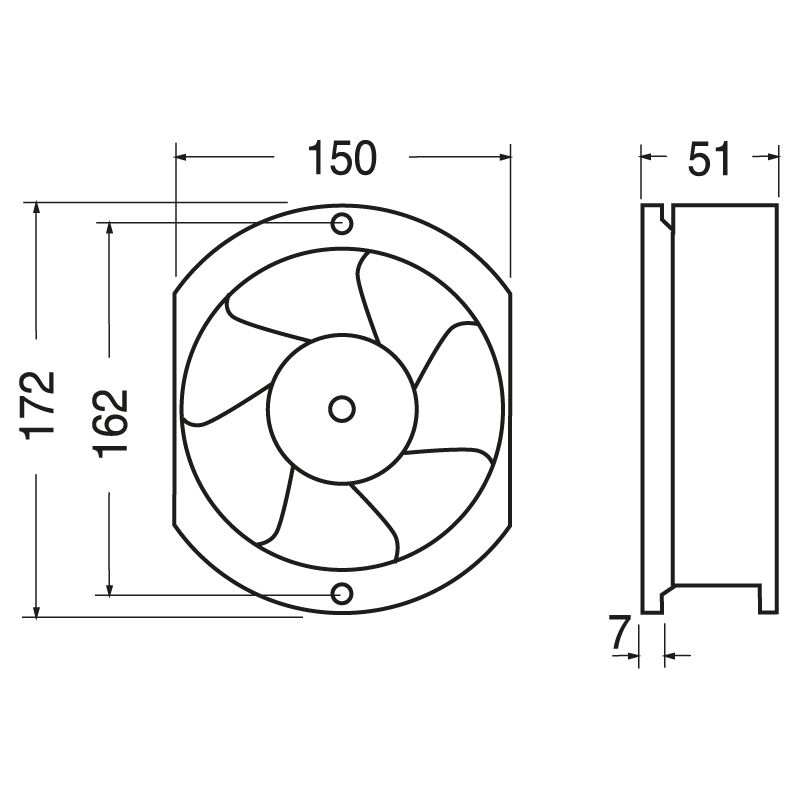 Ventola ASSIALE 172x150x51mm FP-108EX/AC110/120 S1 BW - immagine 2
