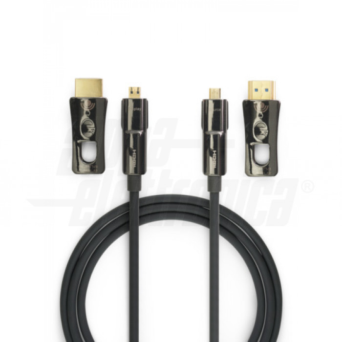 Cavo HDMI Attivo in Fibra Ottica - High-Speed with Ethernet - Con adattatore Micro HDMI / HDMI - 30m - immagine 2