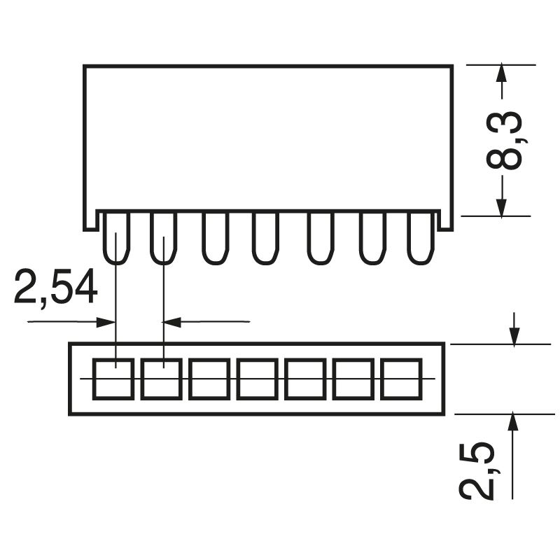 Connettore STRIP LINE femmina verticale 20P passo 2,54 singola fila - immagine 2