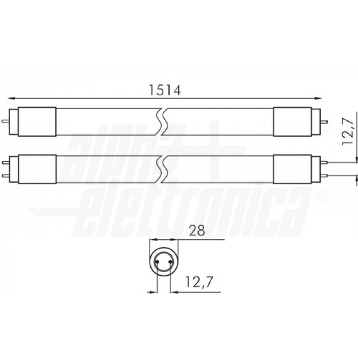 Tubo LED T8 in vetro 24W 150cm 230Vac - Bianco Naturale 4000K - immagine 2