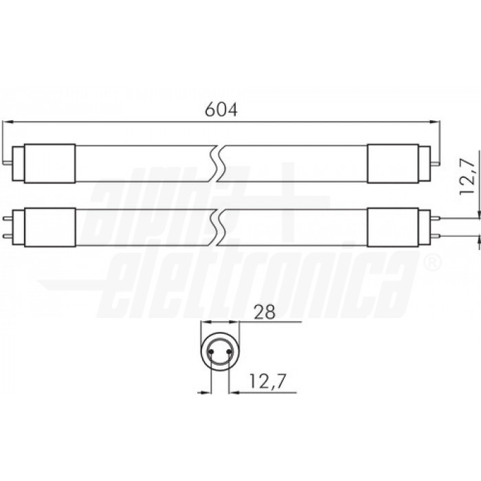Tubo Led T8 in vetro 9W 60cm 230Vac - Bianco Freddo 6500K - immagine 2