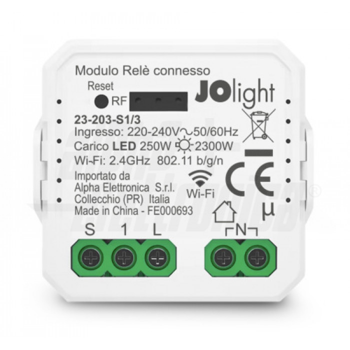 Modulo relè 230V Wi-Fi 2,4GHz Smart per interruttore/pulsante - 1 canale