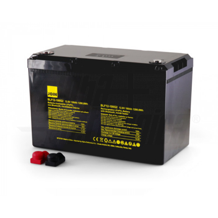 Batteria ricaricabile Litio LiFePO4 12,8V 100Ah con BMS, BT, Riscaldator