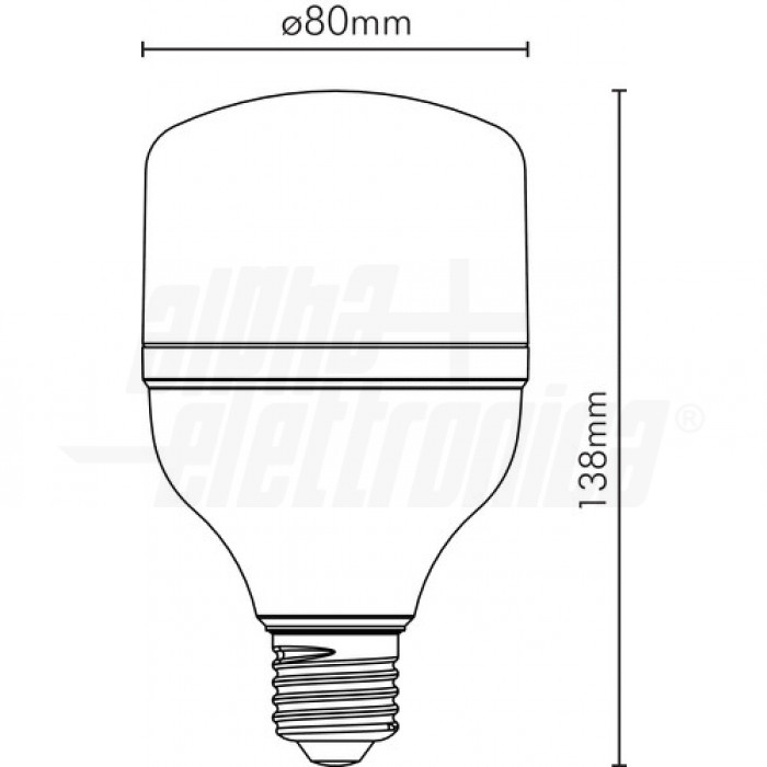 Lampadina a Led E27 T80 - 20W - 230Vac - Bianco naturale - immagine 2