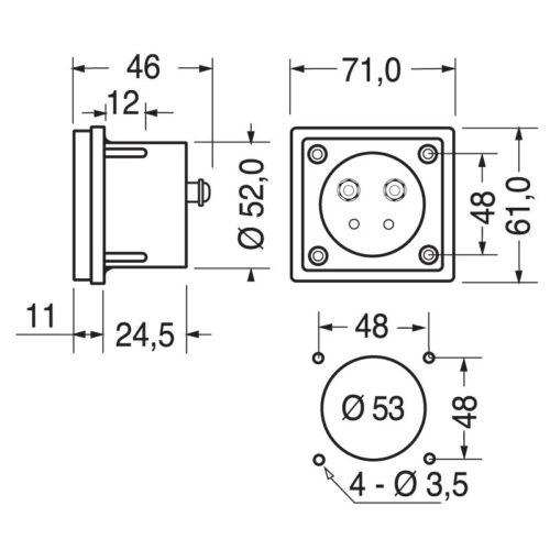 Amperometro a ferro mobile 15A 70x60 CLASSE 2,5 - immagine 2