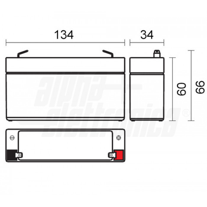 BP06-3.4 Batteria al piombo 6V 3,4Ah - AGM faston 4.8mm - immagine 2