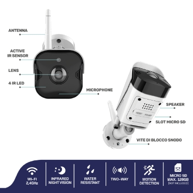 HeyCamBull PRO- Telecamera Bullet da esterni / interni IP WiFi+LAN RJ45 - immagine 2
