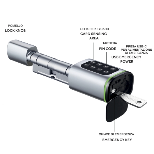 HeyLock - Serratura cilindro smart wi-fi con tastiera e lettore card - immagine 5
