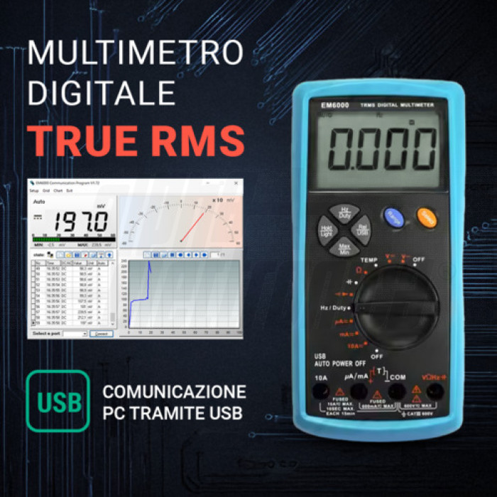 Multimetro digitale con comunicazione USB CAT III - immagine 2