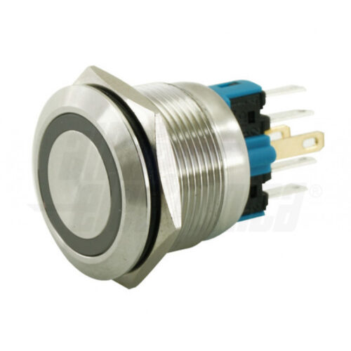 Pulsante antivandalo foro 22mm luminoso VERDE - 24V - 2P - a saldare