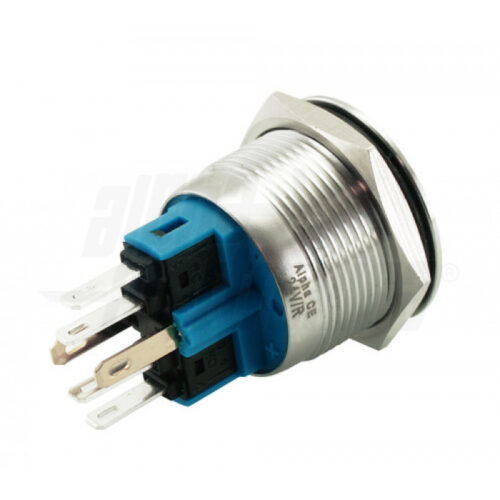Pulsante antivandalo foro 22mm luminoso VERDE - 24V - 2P - a saldare - immagine 2