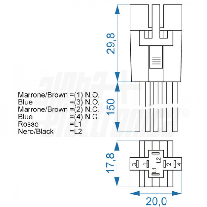 Zoccolo per pulsanti foro 22mm famiglia 330-078 e 330-078L-X cavo 16cm - immagine 2