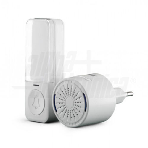 Kit campanello wireless bianco con pulsante cinetico fino a 180m