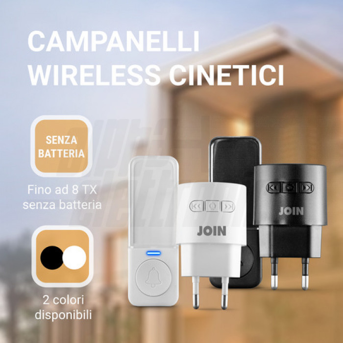 Kit campanello wireless bianco con pulsante cinetico fino a 180m - immagine 2