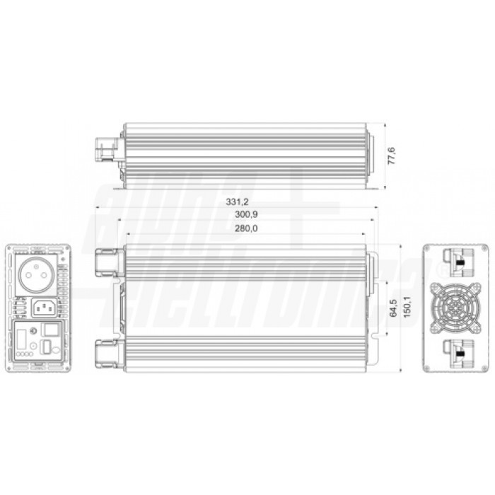 Inverter Onda pura 1500W Ingresso:12Vdc, Uscita:230Vac - con bypass 230V - immagine 3