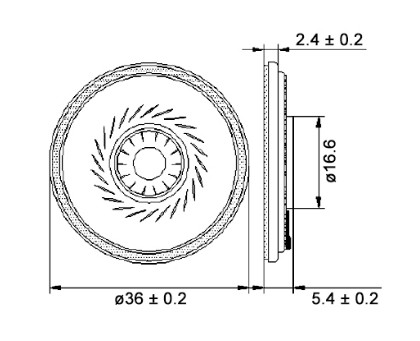SF-5461 Altoparlante 8.0 Ohm 1.5W con cono Mylar - PSR-36N08A-MQ - immagine 2