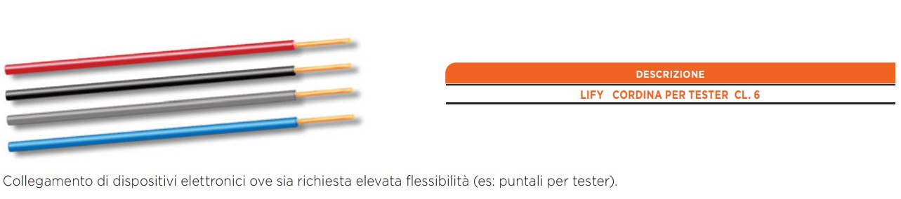 G094/N Cavo cablaggio LIFY CORDINA PER TESTER CL. 6 1x1.50 colore NERO