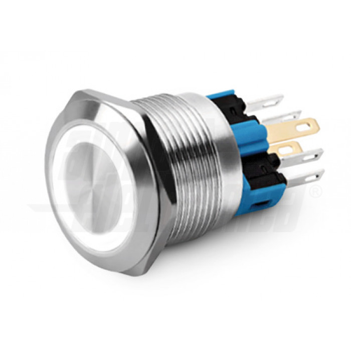 Interruttore antivandalo 22mm IP65 bistabile luminoso BIANCO - 24V - 2P