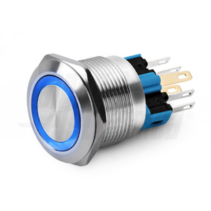 Interruttore antivandalo 22mm IP65 bistabile luminoso BLU - 24V - 2P