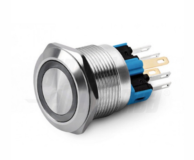 Interruttore antivandalo 22mm IP65 bistabile luminoso BLU - 24V - 2P - immagine 3