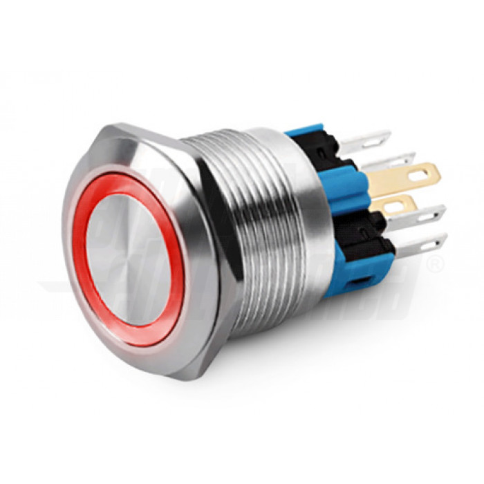 Interruttore antivandalo diam 22mm bistabile luminoso ROSSO - 24V - 2P