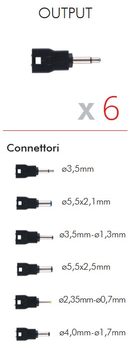 Alimentatore alternata lineare 24W - 9/12/15/18/21/24Vac 1A 6 Connettori - immagine 2