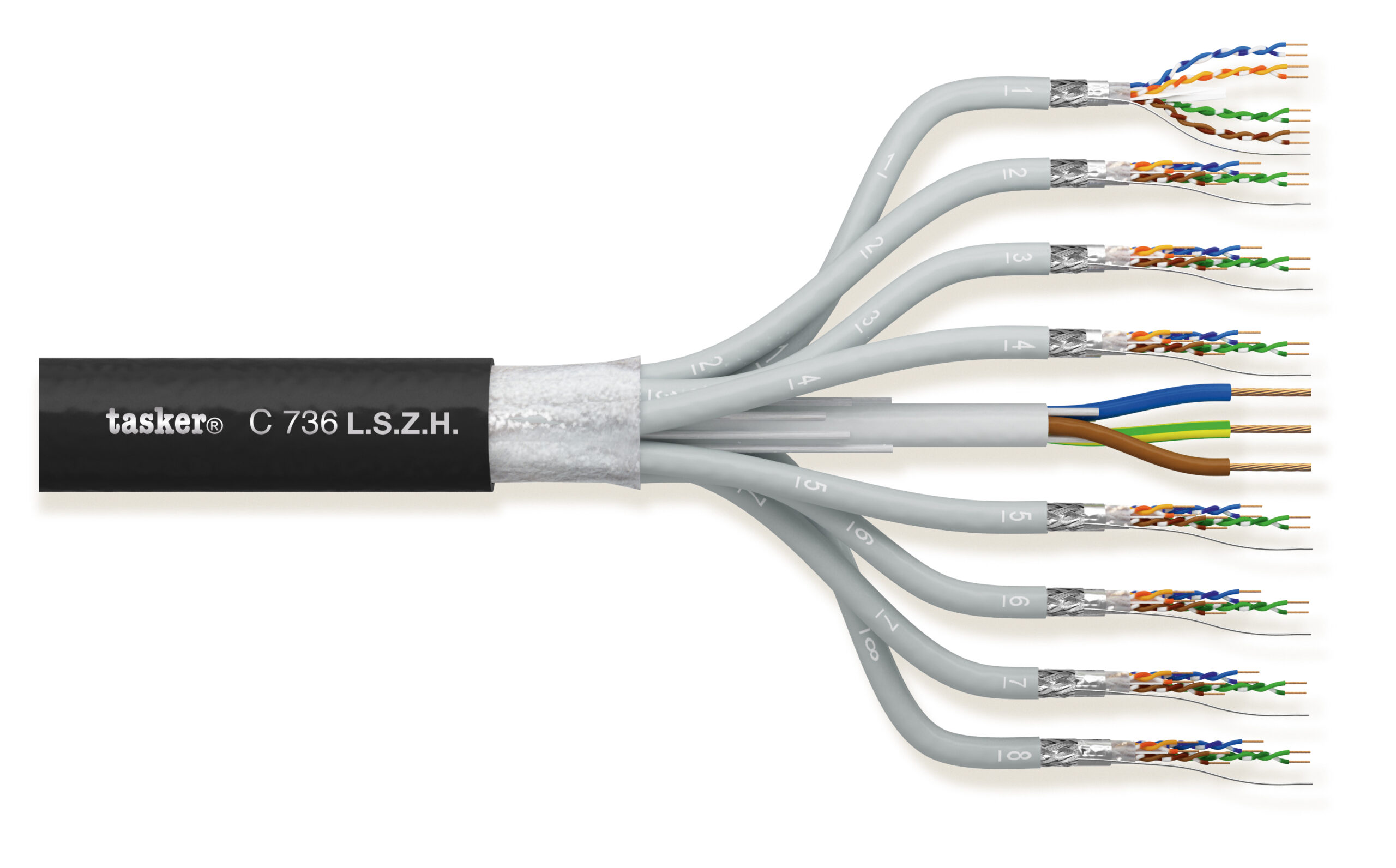 TASKER CAVO C736 LSZH 8x4x2x0,15+3x2,50 NERO - BOB. MT. 100