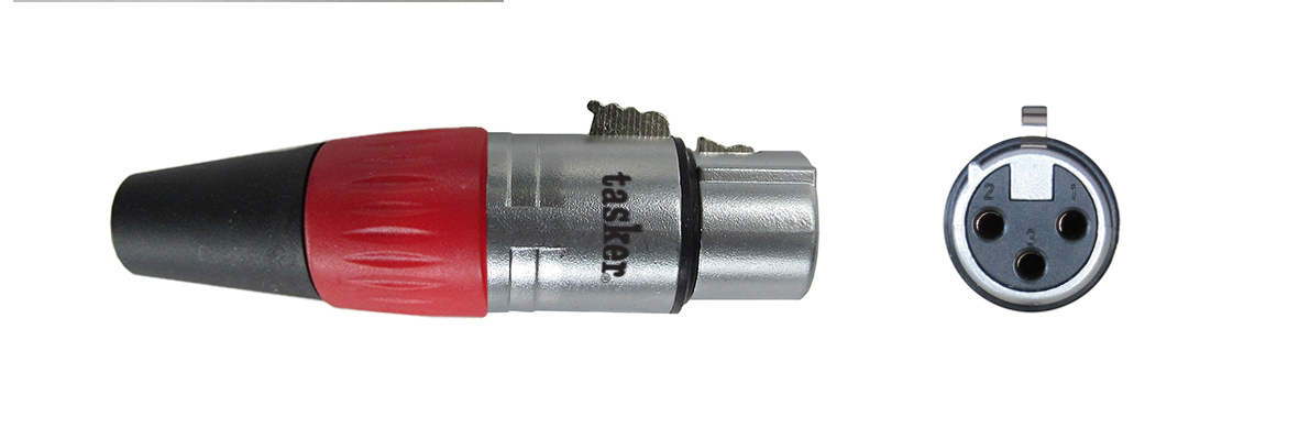TASKER (SP12) SPINA XLR FEMMINA 3 POLI CONTATTI ORO - ROSSO
