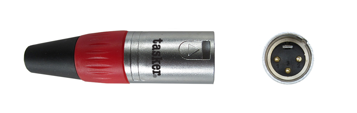 TASKER (SP6) SPINA XLR MASCHIO 3POLI CONTATTI ORO - ROSSO