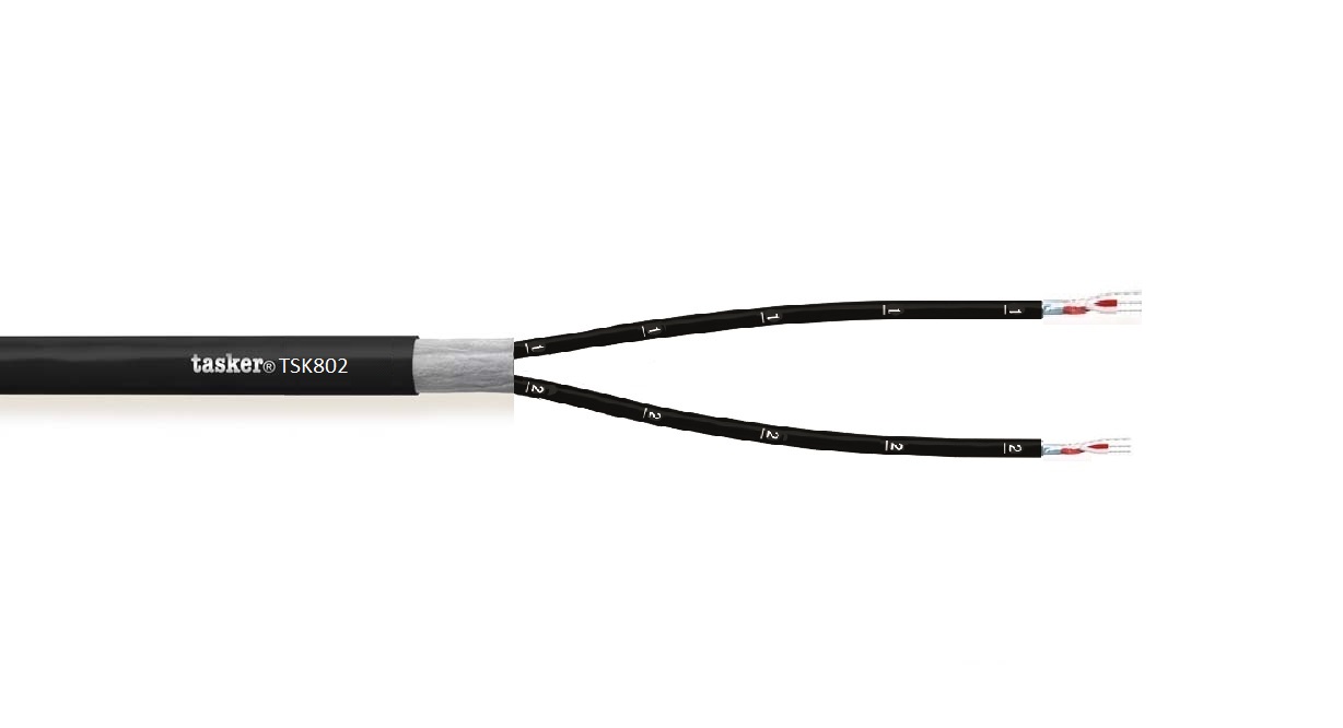 TASKER CAVO TSK802 2x2x0,14 NERO - BOB. MT. 100