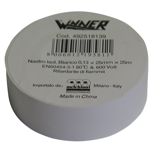 Nastro isolante BIANCO 0,13mmx25mmx25mt autoestinguente
