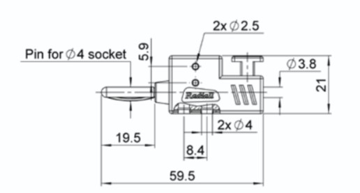 Connettore a banana 4mm maschio montaggio su cavo 30 A 750 V ROSSO - immagine 2