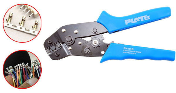 Crimpatrice pin non isolati per connettori Dupont su cavi AWG 28-20