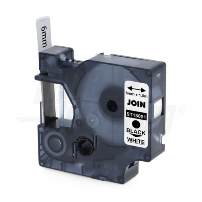 Guaina termorestringente testo NERO su sfondo BIANCO 6x1,5m x ST0050K