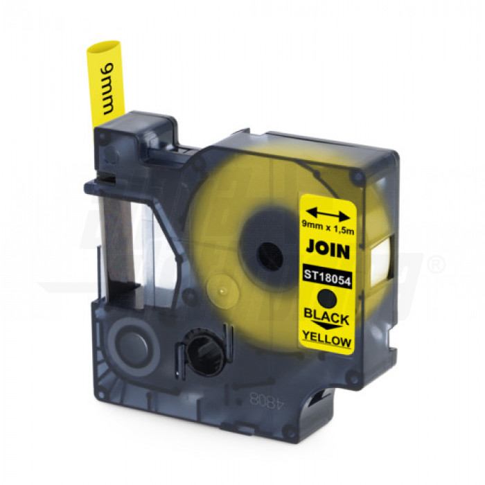 Guaina termorestringente testo NERO su sfondo GIALLO 9mmx1,5m x ST0050K