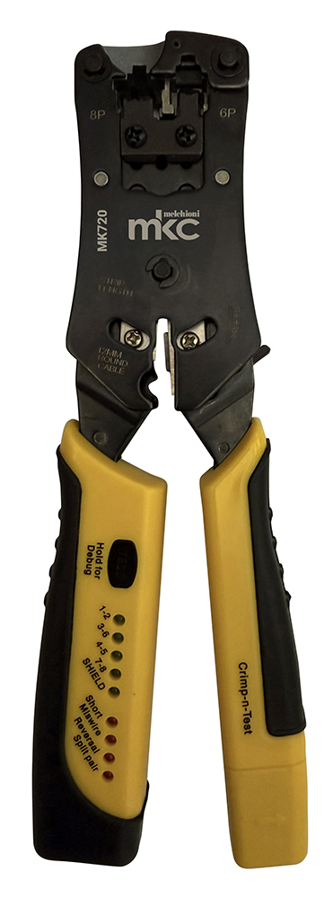 MK720 Pinza crimpatrice 2 in 1 TESTER INCORPORATO per 6P-8P RJ11, RJ12