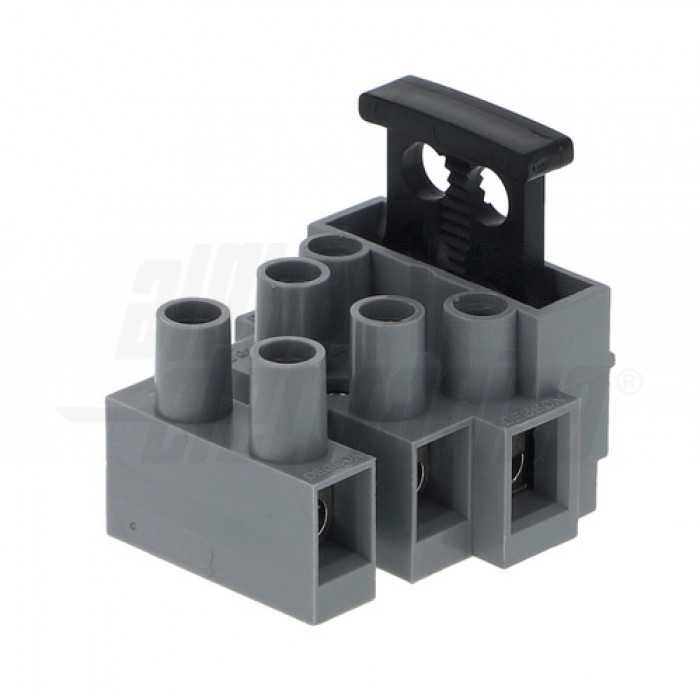 Morsetto passante 0,5-2,5mmq 22-14AWG 3P con porta fusibile 5x20mm