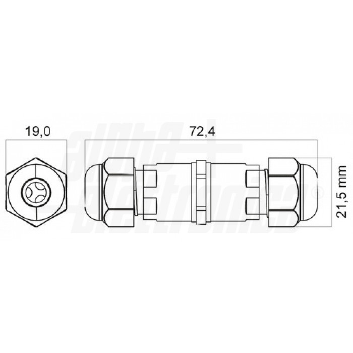 Connettore volante per giunta 3 poli - 17,5A 450V - IP68 - immagine 4