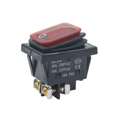 Interruttore a bascula ON-OFF bipolare luminoso rosso 230V 30A IP65