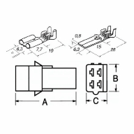Kit blocchetto maschio-femmina 2 poli faston passo 6,35mm - immagine 2