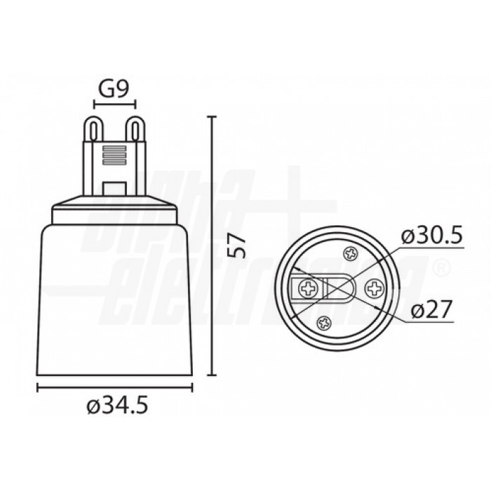 Adattatore portalampade da attacco G9 a E27 - immagine 2
