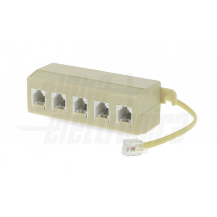 Adattatori telefonici modulari RJ11 / RJ14 6P4C da 1 spina a 5 prese