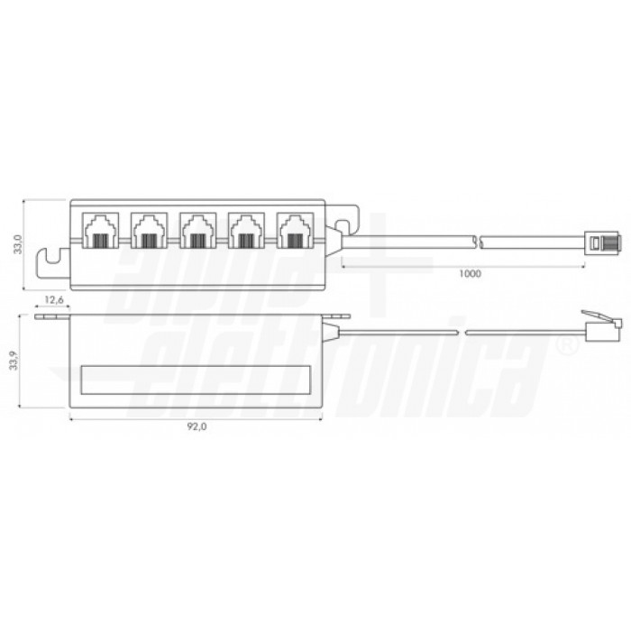 Adattatori telefonici modulari RJ11 / RJ14 6P4C da 1 spina a 5 prese - immagine 2