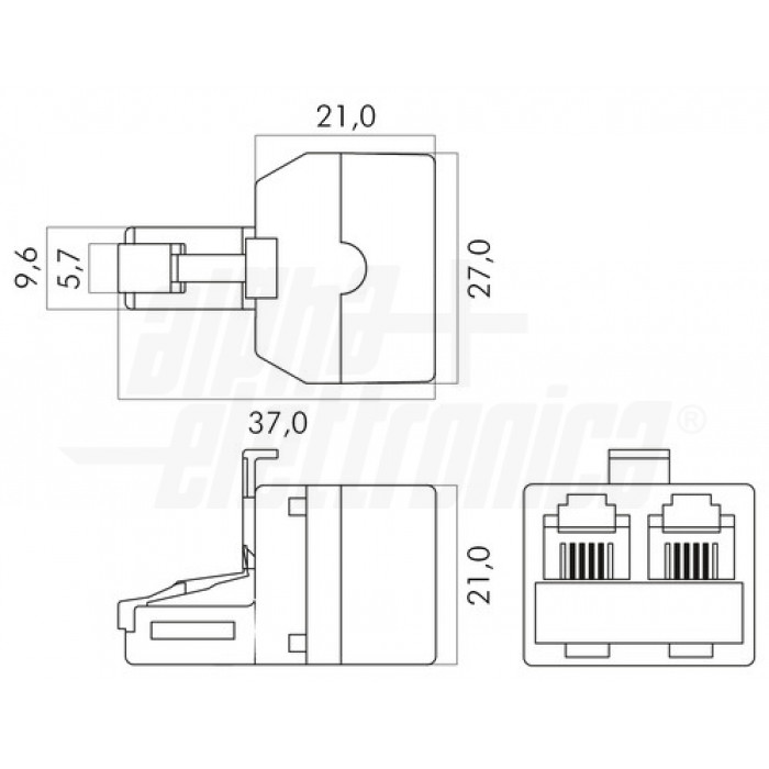 Adattatori telefonici modulari RJ11 / RJ14 6P4C da spina a doppia presa - immagine 2