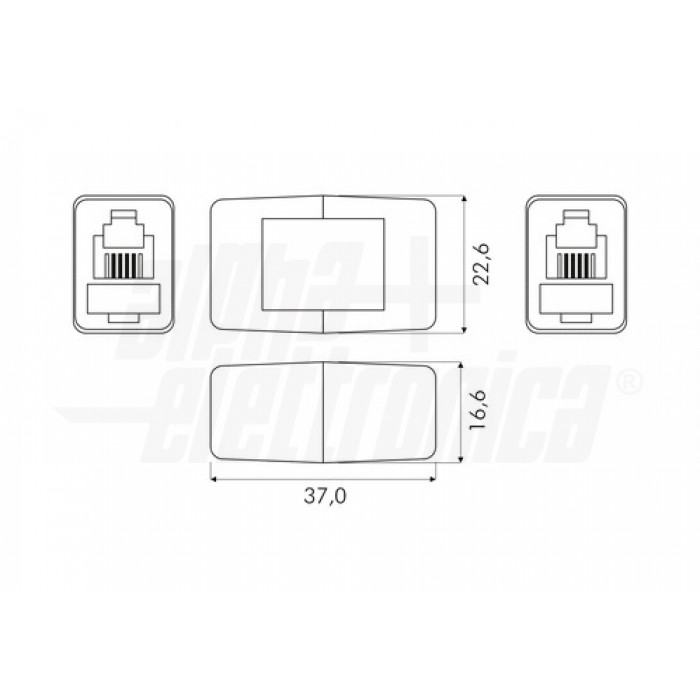Adattatori telefonici modulari RJ9 / RJ10 / RJ22 4P4C da presa a presa - immagine 2