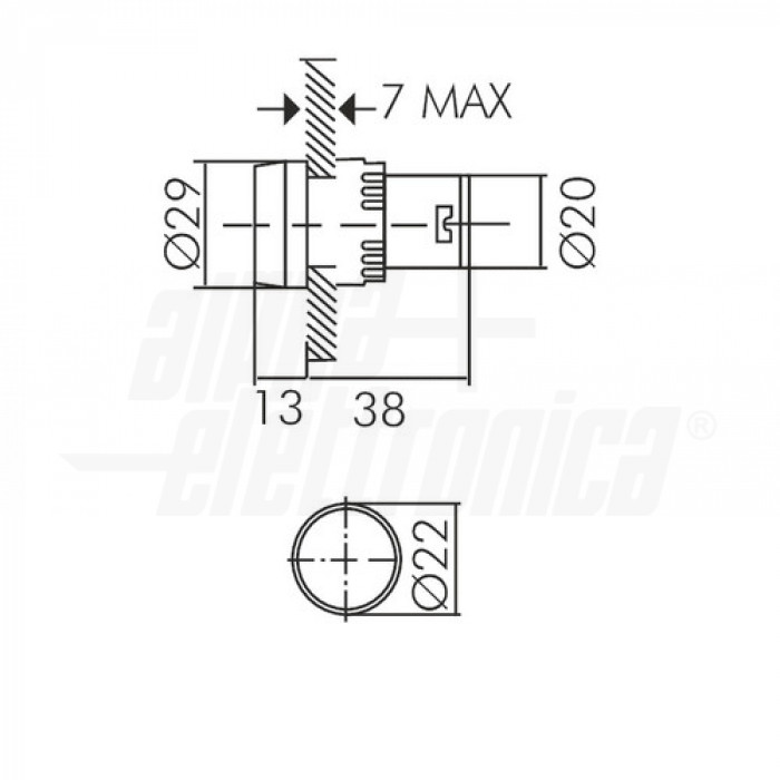 Indicatore Led 22mm da pannello - 230Vac - Blu - immagine 2